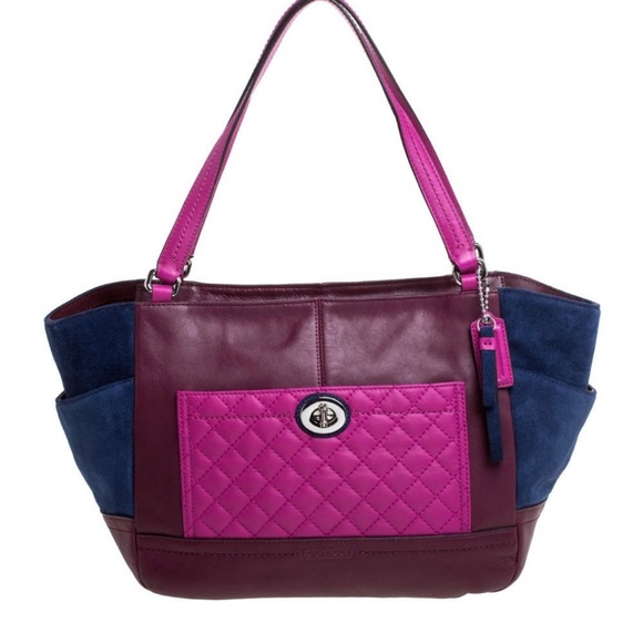 COACH PARK QUILTED COLORBLOCK CARRIE TOTE - Picture 7 of 9